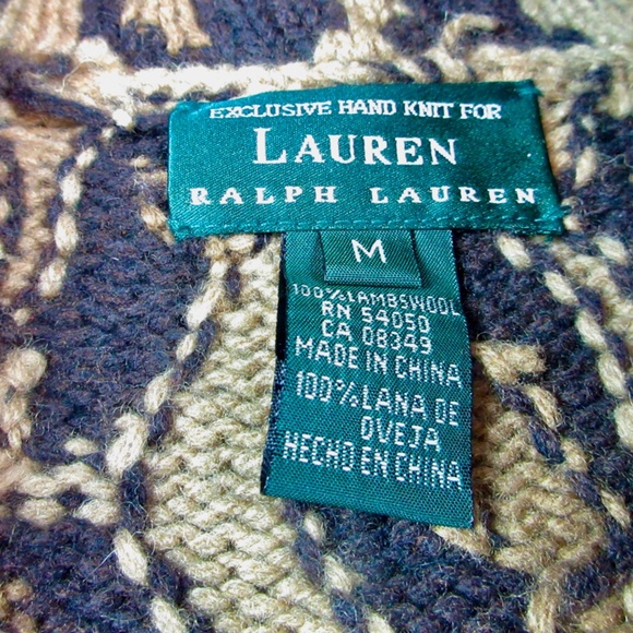 Vintage Ralph Lauren Leopard Print Cardigan Sweater, Hand Knit, Lambswool, M L - Picture 3 of 3